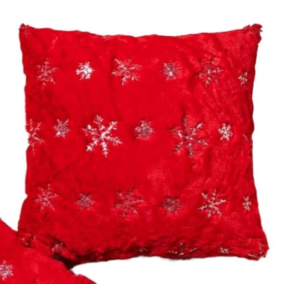 Snowflake Fuzzy Pillow Covers- 2 - Picture 5 of 5